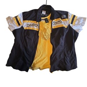 Harley-Davidson Black and White Jacket with Yellow Accents 2 Piece Set